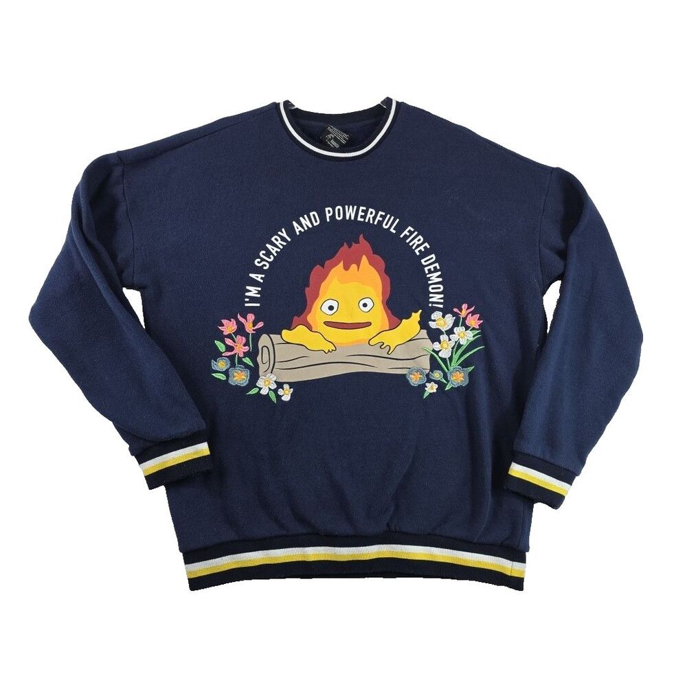 Studio Ghibli Howl's Moving Castle Calcifer Graphic Sweatshirt Size Medium
